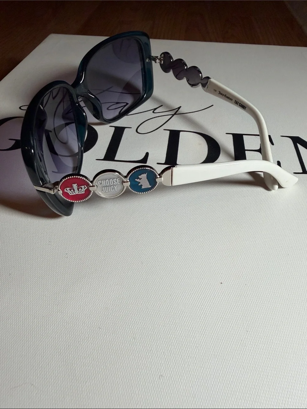 Vintage Juicy Couture Sunglasses in Dark Teal and White